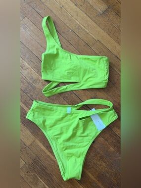 Blush chartreuse bikini set